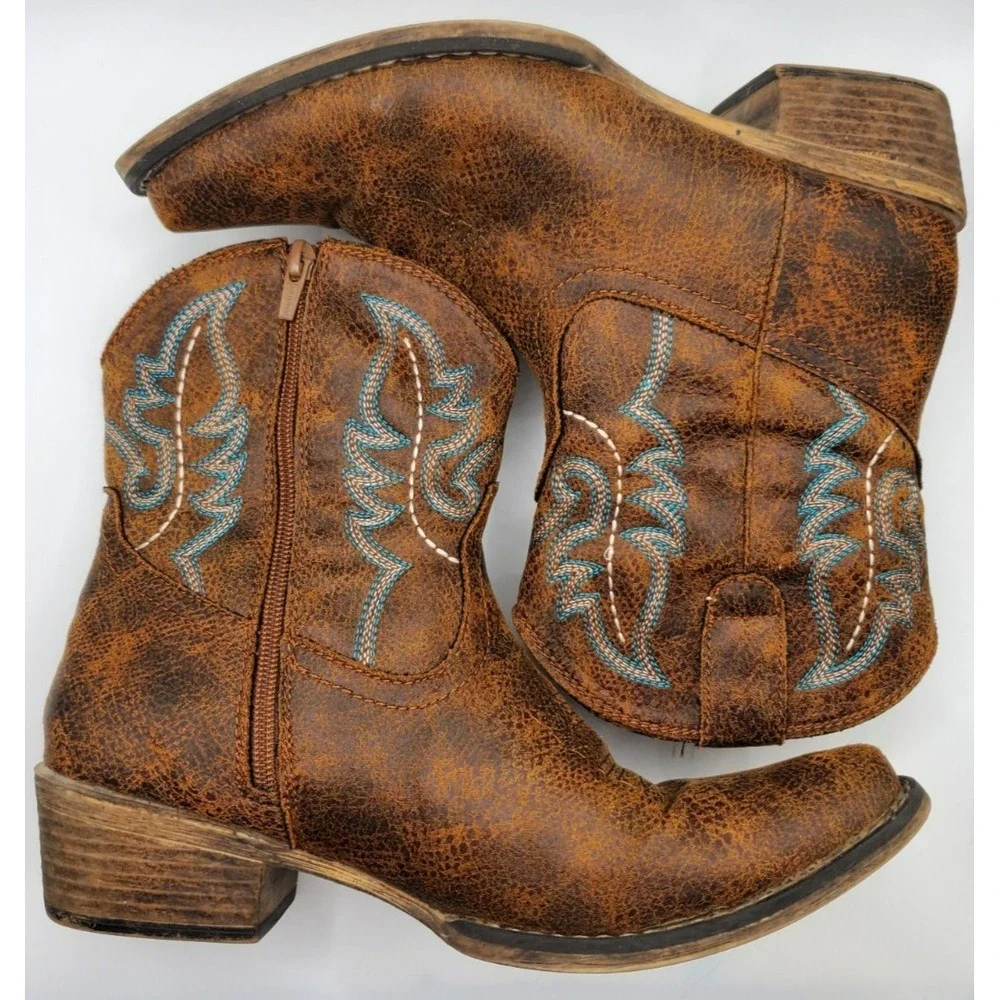Roper Women's Vintage Western Booties Size 8.5 Snip Toe Side Zip